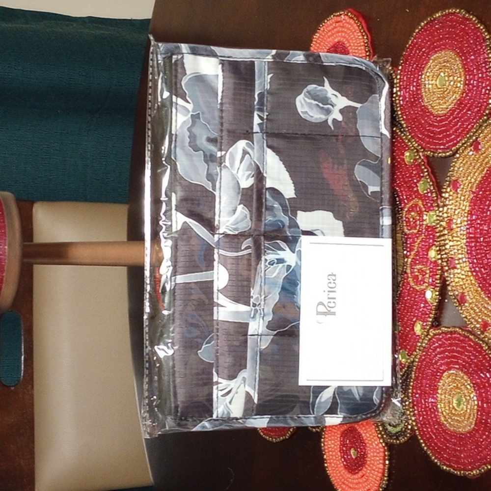 Purse Organizer Insert-Black Floral Print - Picture 1 of 14